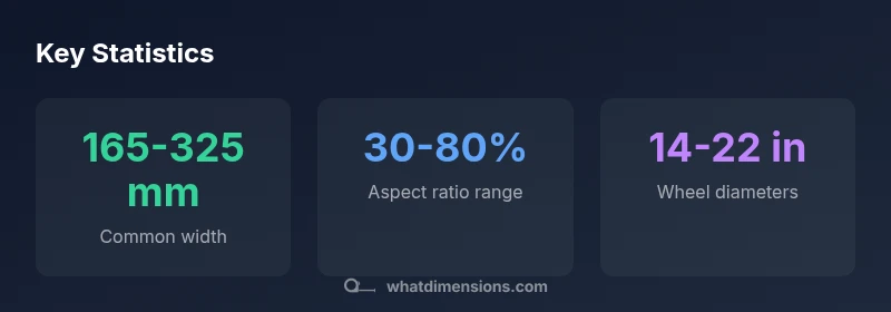 Chart showing common tire dimensions and ranges