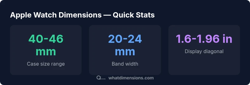 Infographic showing Apple Watch dimension ranges