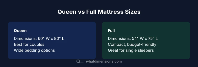 Infographic comparing queen and full mattress sizes