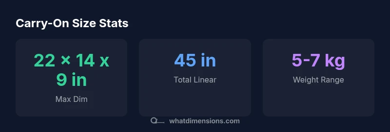 Carry-on size infographic showing dimensions