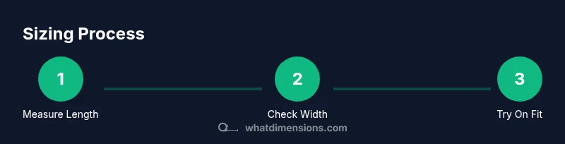 Process diagram showing measuring length, width, and fit for toddler shoes