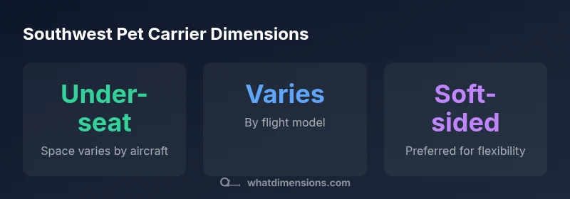 Infographic showing under-seat space and carrier types for Southwest pet travel