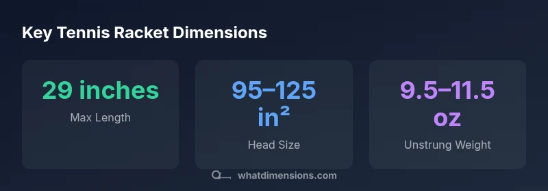 Infographic showing tennis racket dimensions and specs